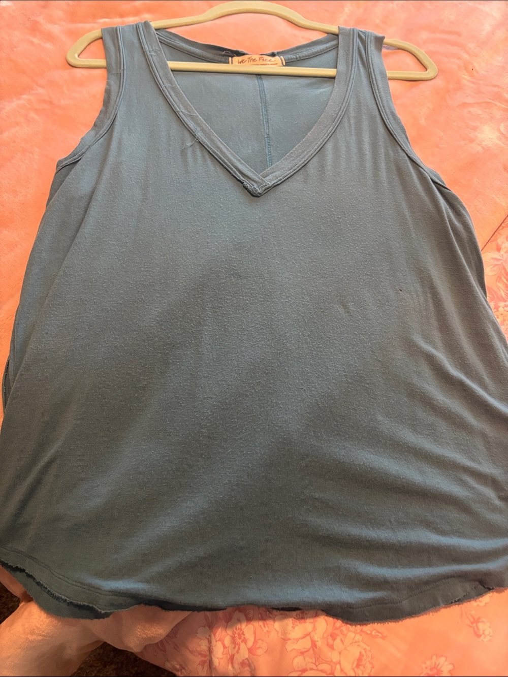 Free People Teal V-Neck Tank Top